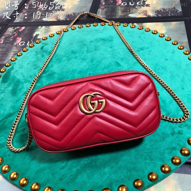 Gucci經典款女包 546581 古馳GG Marmont系列 Gucci全新迷你紅色風琴包  gqy2441