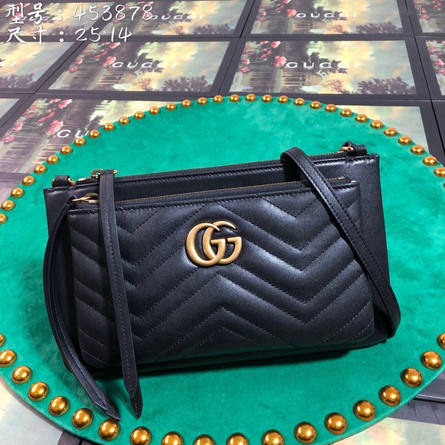 Gucci經典款女包 453878 古馳新款Marmont單肩斜挎小包 Gucci信封包 gucci兩包合一手拿包  gqy2530