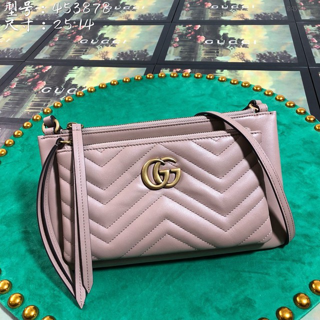 Gucci經典款女包 453878 古馳新款Marmont單肩斜挎小包 Gucci信封包 gucci兩包合一手拿包  gqy2532