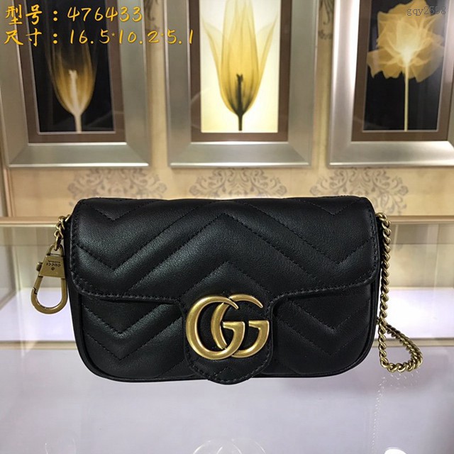 Gucci經典款女包 476433 GG Marmont鏈條迷你手袋 古馳女士單肩斜挎包  gqy2558