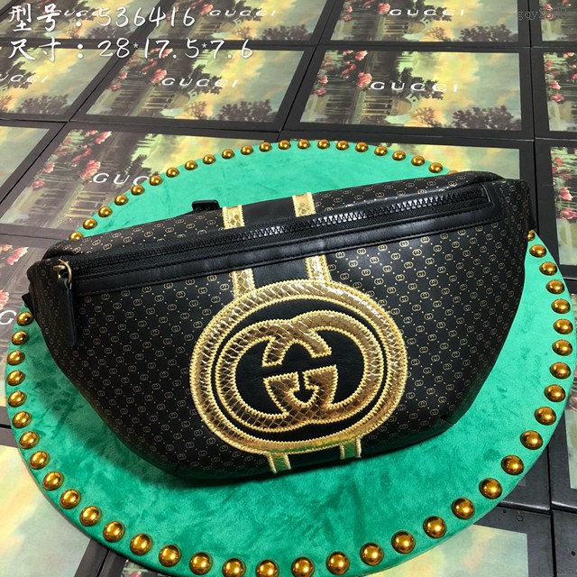 Gucci腰包 536416 古奇Belt Bag聯名系列 印花牛皮 古馳新款腰包 古馳男士胸包  gqy2828