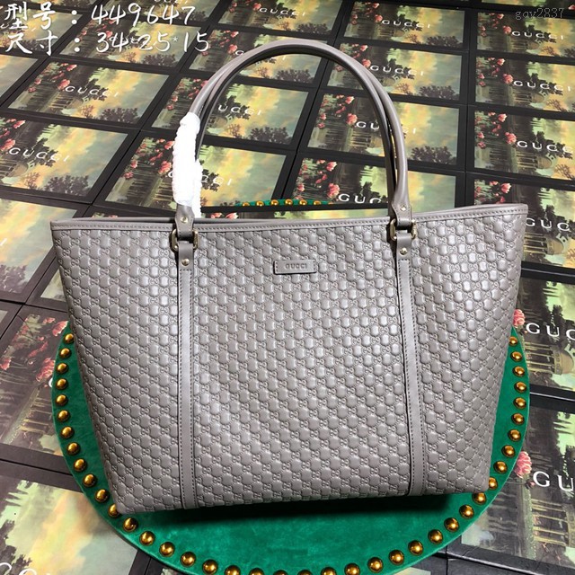 Gucci經典款女包 449647 古馳Gucci經典壓紋牛皮手提購物袋 Gucci托特包  gqy2837