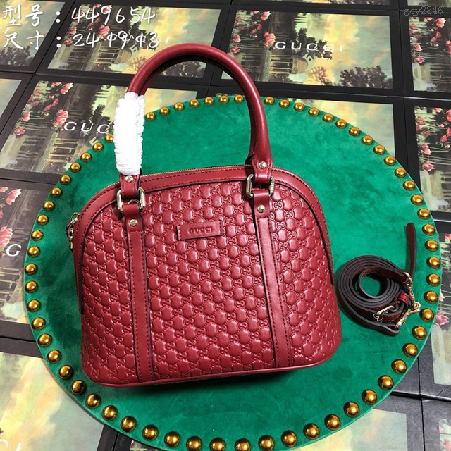 Gucci高仿專櫃女包 449654 古馳GUCCI雙G全皮單肩貝殼包 Gucci手提斜挎貝殼包  gqy2846