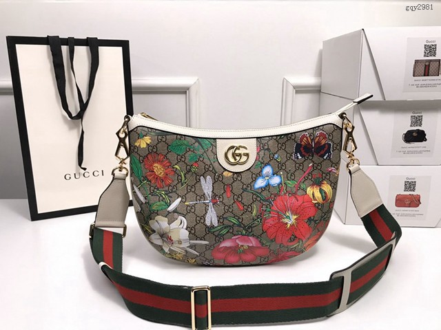 Gucci經典款女包 626509 古馳奢侈品 經典花卉印花 雙G斜挎包 GUCCI單肩包 GUCCI女士肩背包  gqy2981