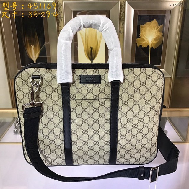 Gucci專櫃款男包 451169 古馳GUCCI雙G紋單肩手提男士公事包  gqy3055