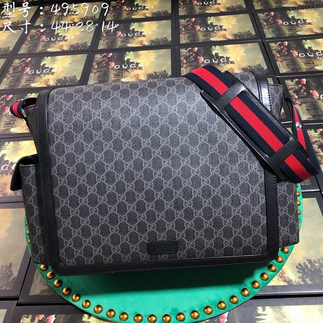 Gucci包包 495909 古馳多功能包袋 Supreme帆布媽咪包母嬰包  gqy3111