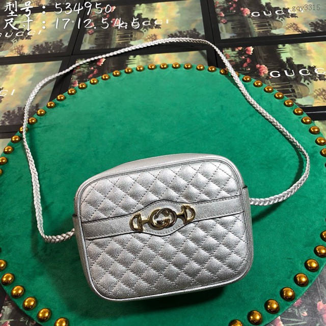 Gucci經典款女包 534950 古馳19春夏款迷你壓皮包 Gucci綠色皮革斜挎小包  gqy3315