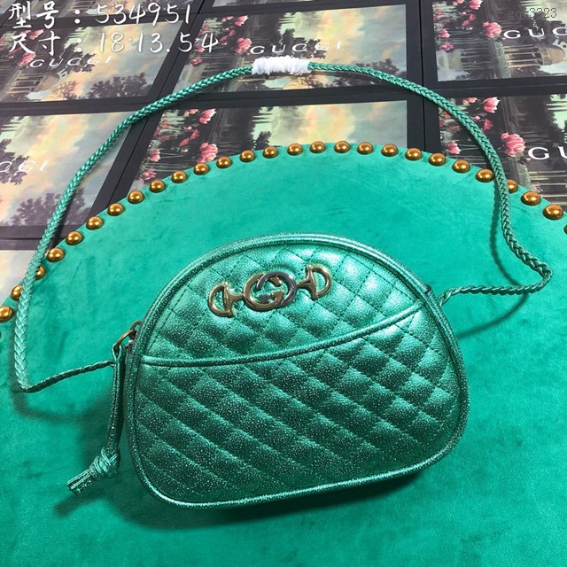 Gucci經典款女包 534951 古馳菱形綠色迷你手袋 Gucci斜挎女包  gqy3323