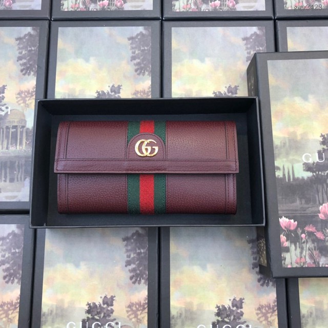 Gucci經典款錢夾錢包 523153 古馳最新款ophidia系列翻蓋式錢包 Gucci女士手拿長錢夾  gqy3428