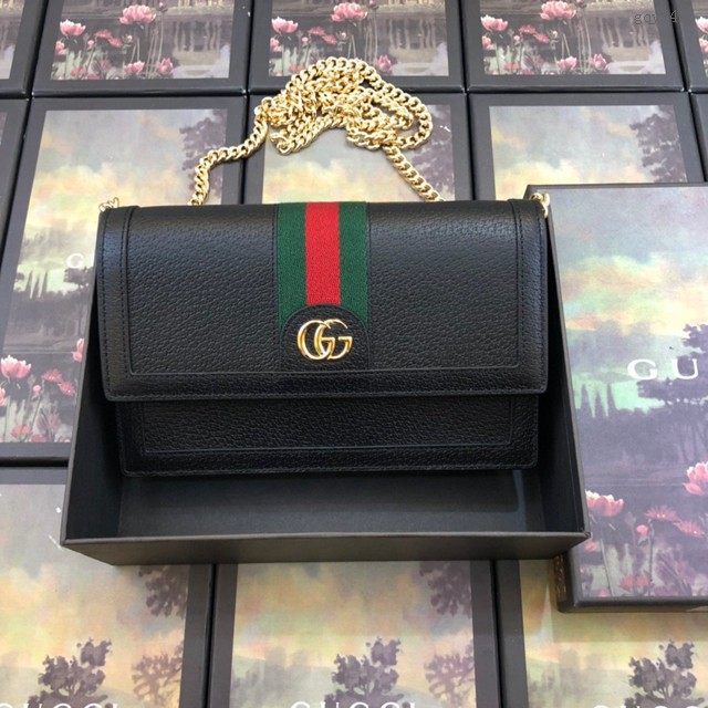 Gucci高仿專櫃女包 557698 古馳最新款ophidia系列 GG圖案和Web條紋融合 Gucci迷你鏈條小包  gqy3436