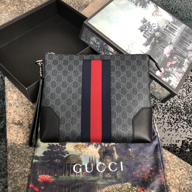 Gucci手包 523603 古馳Gucci新款男士手拿包 專櫃品質 古奇手腕包  gqy3507