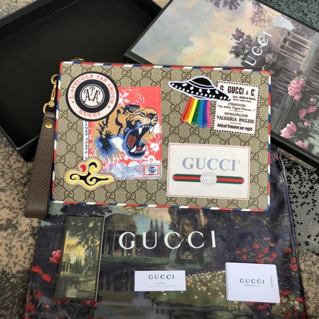 Gucci手包 473915 古馳爆款手包 GG圖案時尚印花 古奇男士手拿包  gqy3514