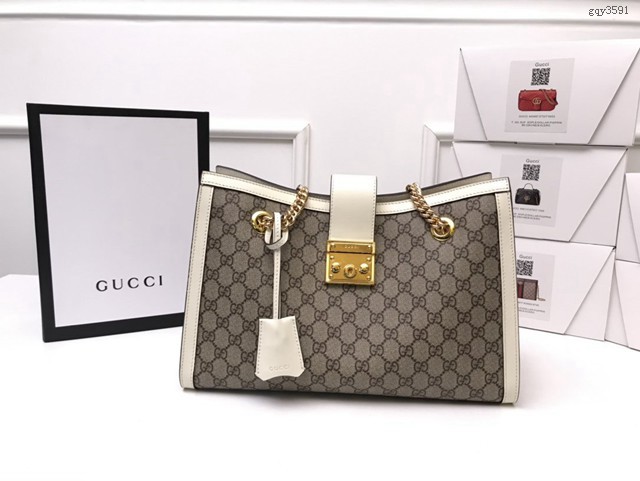 Gucci經典款女包 479197 古馳gucci鎖扣雙肩帶肩背包 Gucci手提購物袋  gqy3591