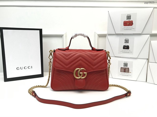 Gucci高仿專櫃女包 498110 古馳GG Marmont系列手提包 Gucci原廠皮女士單肩斜挎包  gqy3625