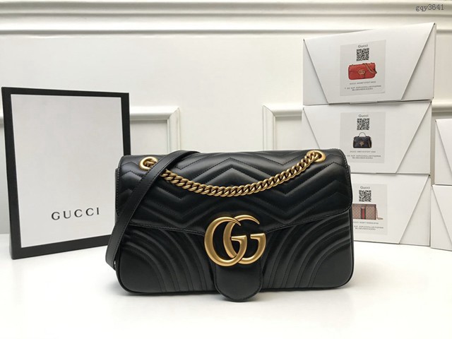 Gucci經典款女包 443496 古馳GG Marmont系列 Gucci中號肩背斜挎鏈條包  gqy3641