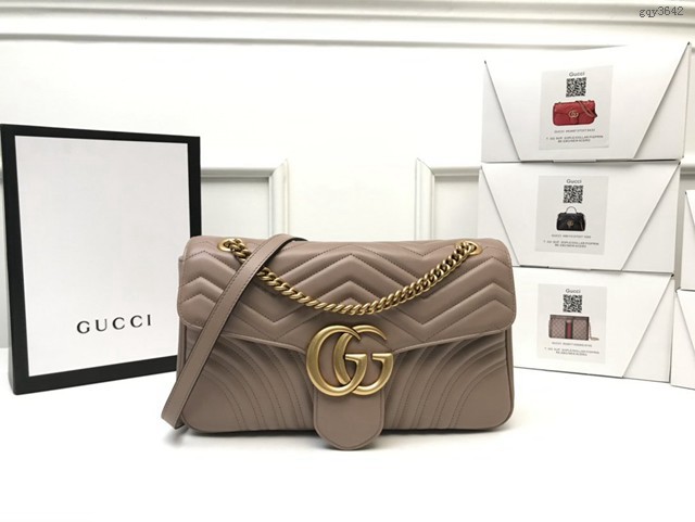 Gucci經典款女包 443496 古馳GG Marmont系列 Gucci中號肩背斜挎鏈條包  gqy3642