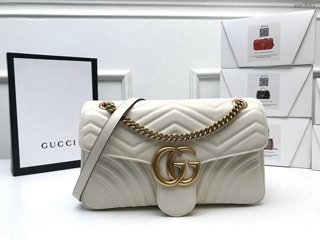 Gucci經典款女包 443496 古馳GG Marmont系列 Gucci中號肩背斜挎鏈條包  gqy3643