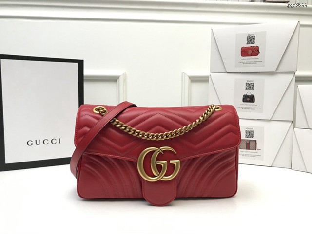 Gucci經典款女包 443496 古馳GG Marmont系列 Gucci中號肩背斜挎鏈條包  gqy3644