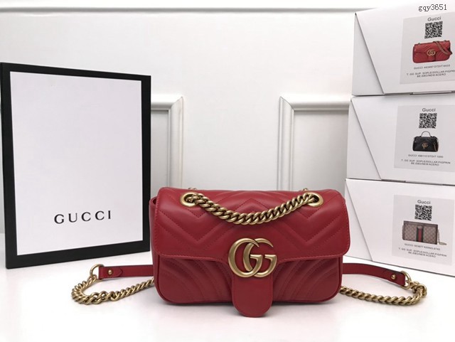 Gucci經典款女包 446744 古馳GG Marmont系列 Gucci經典款原廠皮鏈條單肩斜挎包  gqy3651