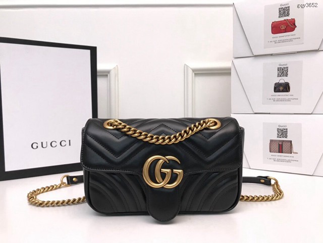 Gucci經典款女包 446744 古馳GG Marmont系列 Gucci經典款原廠皮鏈條單肩斜挎包  gqy3652