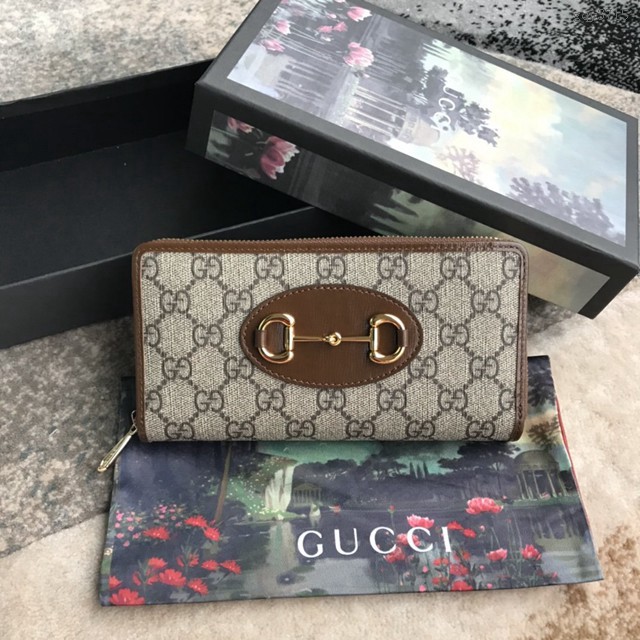 Gucci經典款錢夾錢包 621889 古馳1955馬銜扣全拉鏈錢包 Gucci女士長錢包  gqy3715