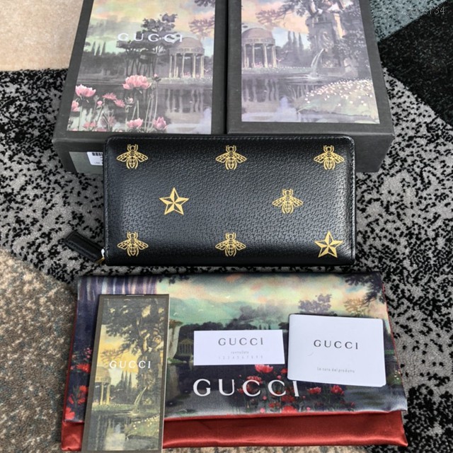 Gucci經典款錢夾錢包 495062 古馳GG蜜蜂星星 Gucci拉鏈長錢包 男女同款  gqy3734