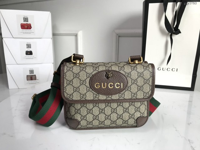 Gucci高仿專櫃女包 501050 古奇GG Supreme高級人造帆布小號郵差包 Gucci女士單肩斜挎包  gqy3760