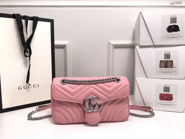 Gucci經典款女包 443497 古馳馬龍卡色GG Marmont手袋 Gucci2020新款鏈條單肩斜挎包  gqy3869