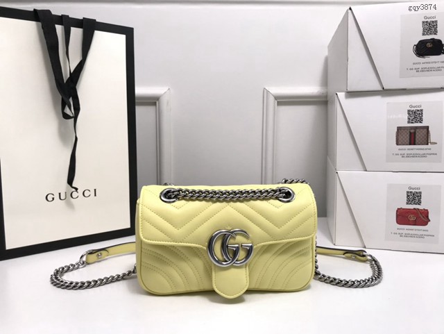 Gucci經典款女包 446744 古馳GG Marmont手袋 馬龍卡色 Gucci鏈條單肩斜挎女包  gqy3874