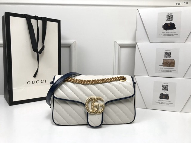 Gucci經典款女包 443497 古馳GG Marmont拼色斜挎包 Gucci全皮鏈帶肩背包  gqy3890