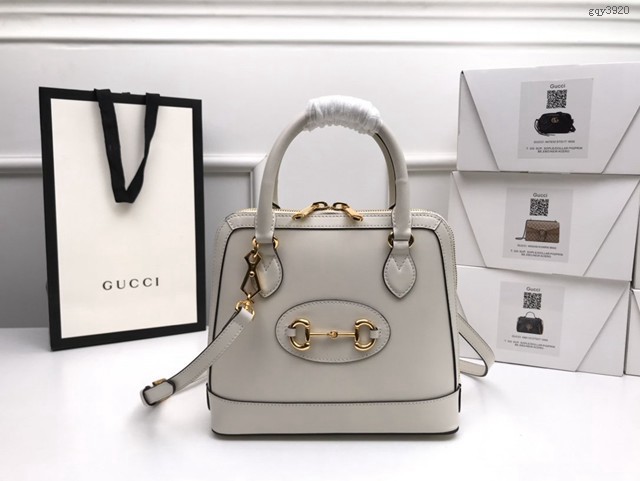 Gucci高仿專櫃女包 621220 古馳GG1955馬銜扣款型 Gucci小號手提包 Gucci全皮手拎女包  gqy3920