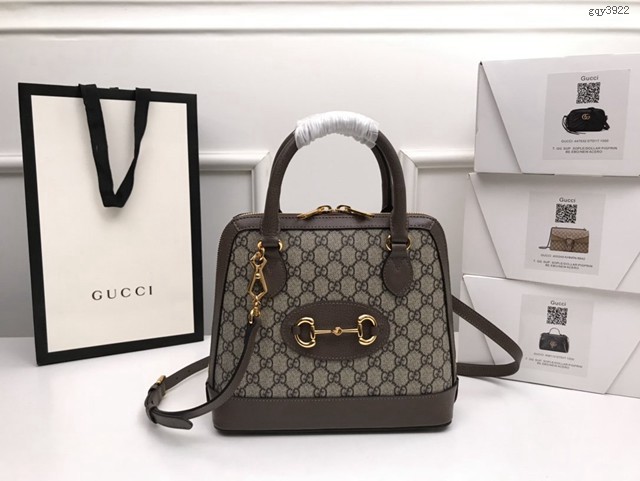 Gucci高仿專櫃女包 621220 古馳GG1955馬銜扣款型 Gucci小號手提包 Gucci手拎女包  gqy3922