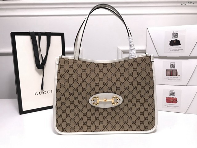 Gucci高仿專櫃女包 623694 古馳GG1955馬銜扣托特包 Gucci手提購物袋  gqy3926