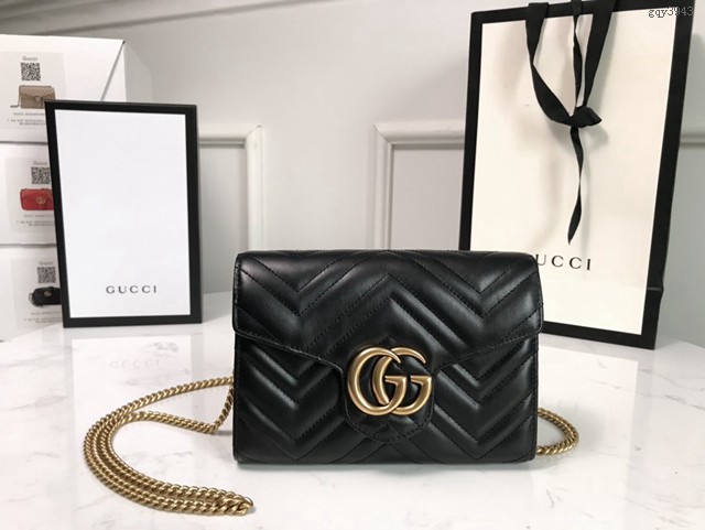 Gucci經典款女包 474575 古馳Marmont系列單肩鏈條包 Gucci全皮迷你小挎包  gqy3943