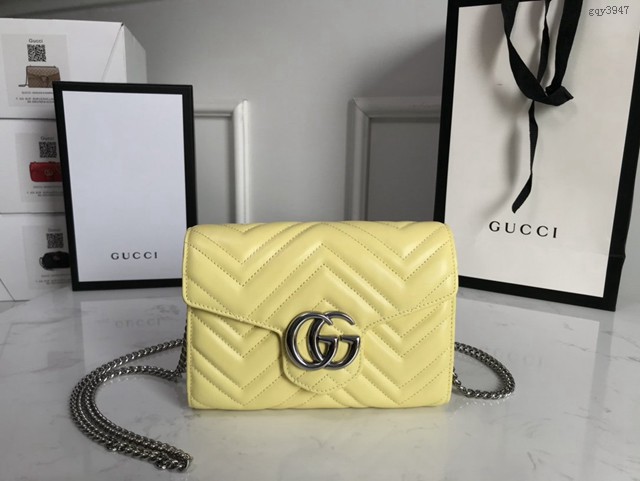 Gucci經典款女包 474575 古馳Marmont系列單肩鏈條包 Gucci全皮迷你小挎包  gqy3947