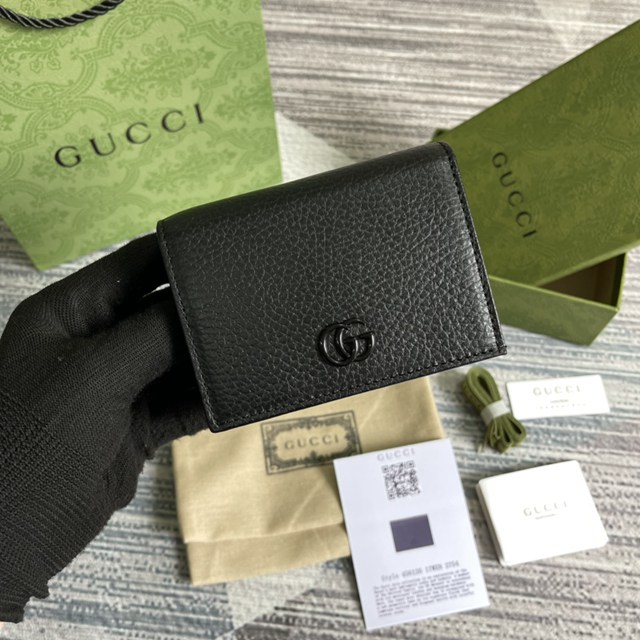 Gucci專櫃新款短夾錢包 古馳GG Marmont系列全皮卡包456126 gqy4152