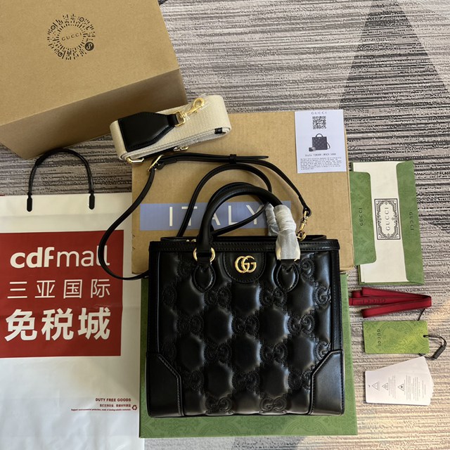 Gucci專櫃2022新款壓花G原廠皮女包 古馳GG Matelassé迷你手提包728309 gqy4306