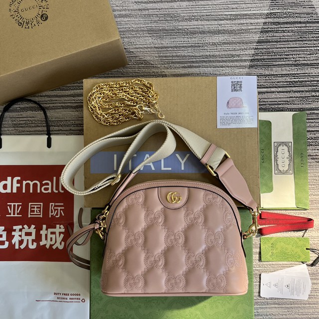 Gucci專櫃2022新款壓花G原廠皮女包 古馳matelassé皮革單肩包702229 gqy4308