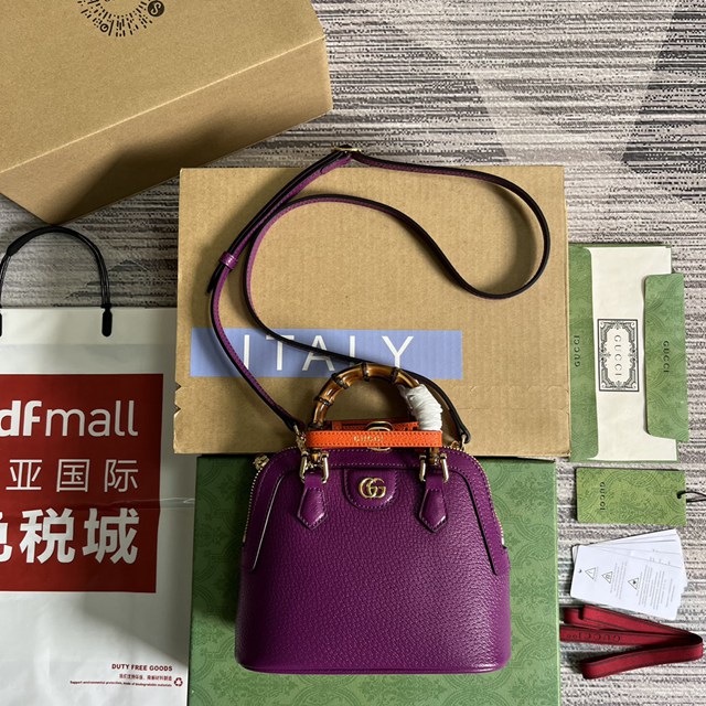 Gucci官網新款全皮貝殼包女士手提包 古馳Gucci Diana竹節迷你托特包715775 gqy4494