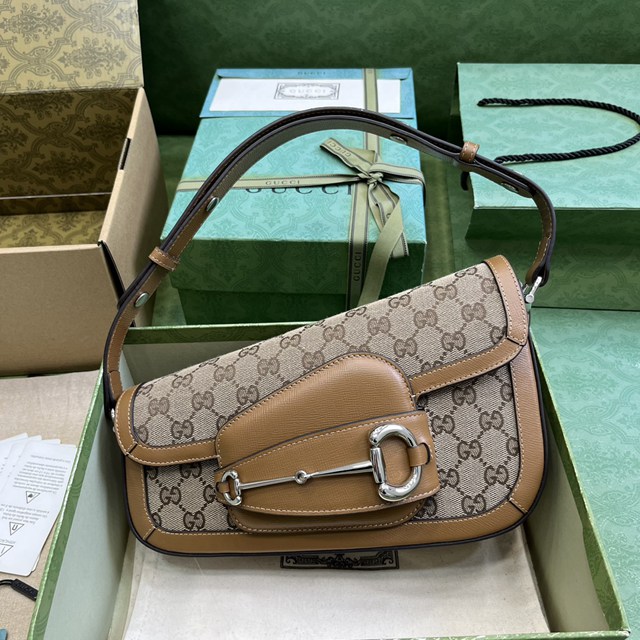 gucci專櫃2024新款原廠皮斜挎手袋 古馳Gucci Horsebit 1955系列小號肩背包 jcp1776