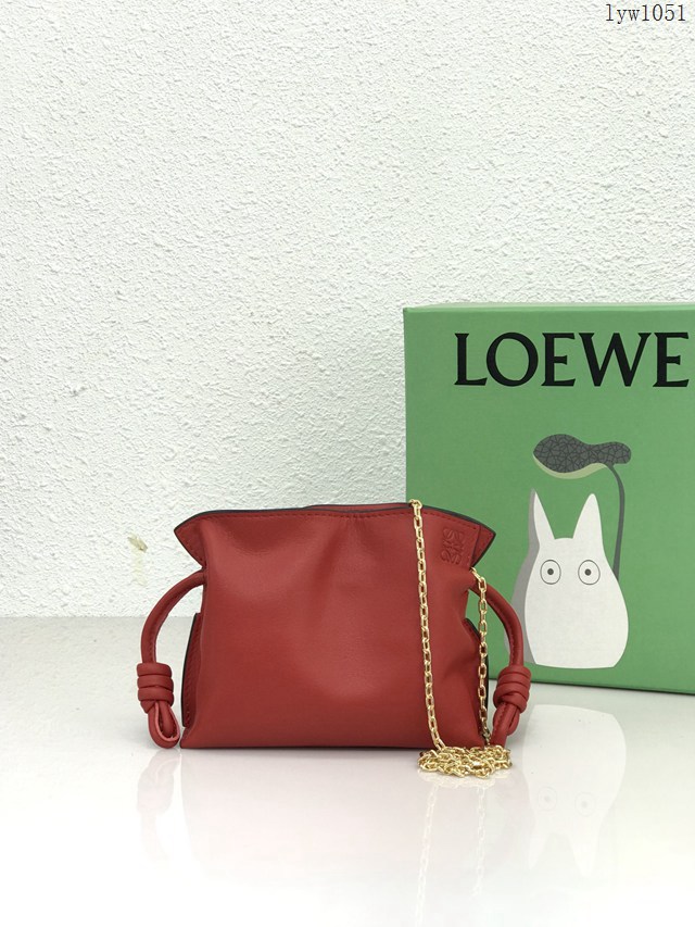 Loewe專櫃2022新款Flamenco小福袋手機包 羅意威純色全皮束口抽繩小挎包手機包 10853 lyw1051