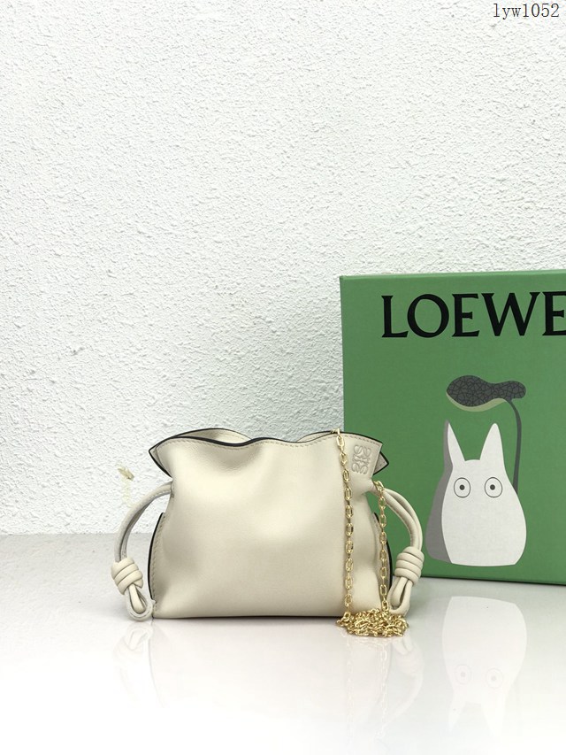 Loewe專櫃2022新款Flamenco小福袋手機包 羅意威純色全皮束口抽繩小挎包手機包 10854 lyw1052