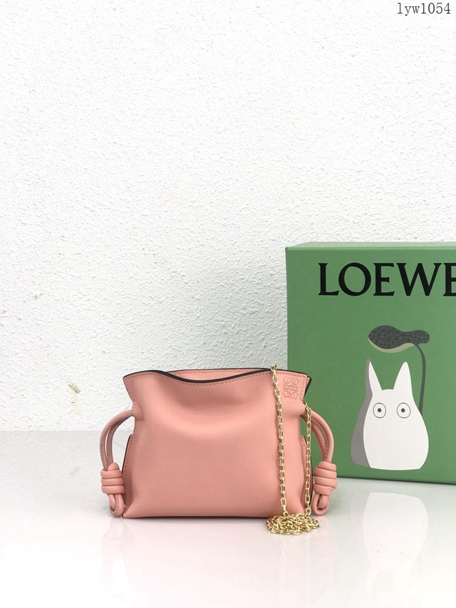 Loewe專櫃2022新款Flamenco小福袋手機包 羅意威純色全皮束口抽繩小挎包手機包 10856 lyw1054