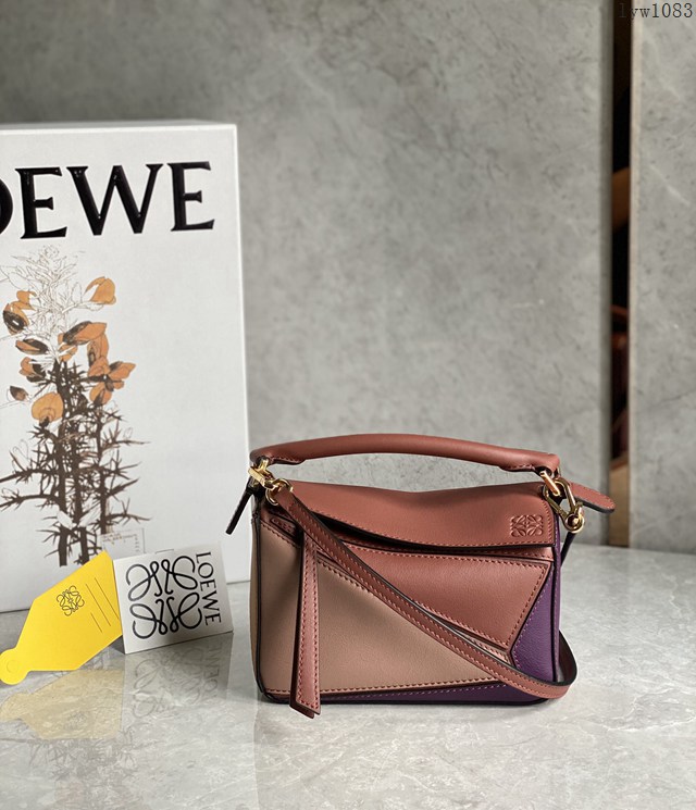 Loewe專櫃經典款2022新顏色迷你女包 羅意威Puzzle系列Mini女款手提肩背包小牛皮幾何包 10173 lyw1083