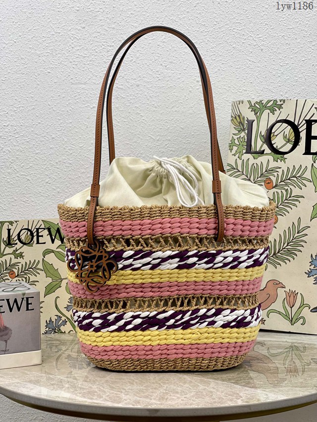 Loewe專櫃羅意威經典大象草手工編織包Basket Tote籃子手袋手提包 10125 lyw1186