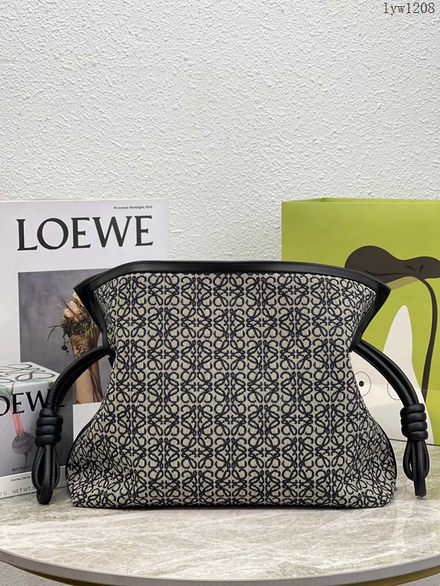 Loewe專櫃2022新款Anagram提花布小牛皮肩背女包 羅意威Flamenco clutch系列升級版福袋大號 10856 lyw1208