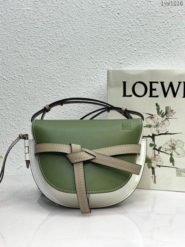 Loewe專櫃2022新款拼色馬鞍包 羅意威MiniGateDual手袋 男女款單肩斜挎腰包胸包 10183 lyw1216