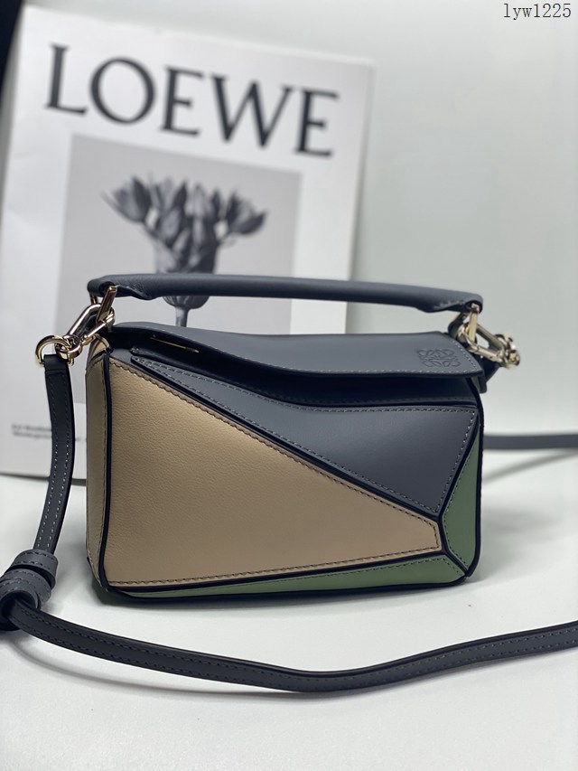 Loewe專櫃經典款2022新顏色迷你女包 羅意威Puzzle系列Mini女款手提肩背包小牛皮幾何包 10173 lyw1225