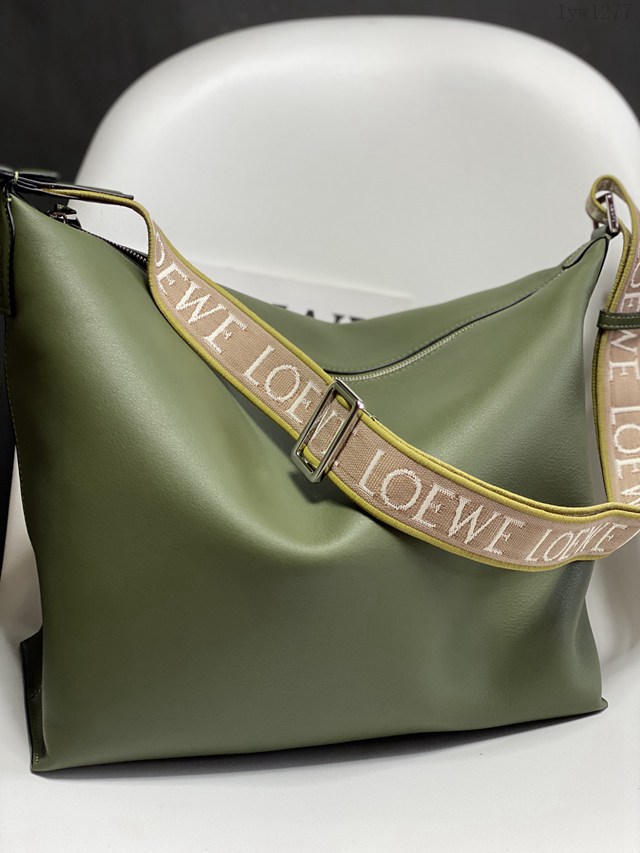 Loewe專櫃2022新款羅意威Cubi綠色提花肩帶大號全皮肩背包 11235 lyw1277