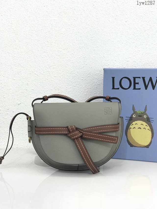 Loewe專櫃2022新款全皮拼色馬鞍包 羅意威MiniGateDual手袋 男女款單肩斜挎腰包胸包 10183 lyw1287